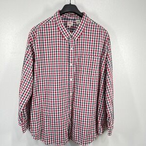 Levi's‎ Button Down Shirt Red White & Blue Gingham Check Long Sleeve Cotton 4XL